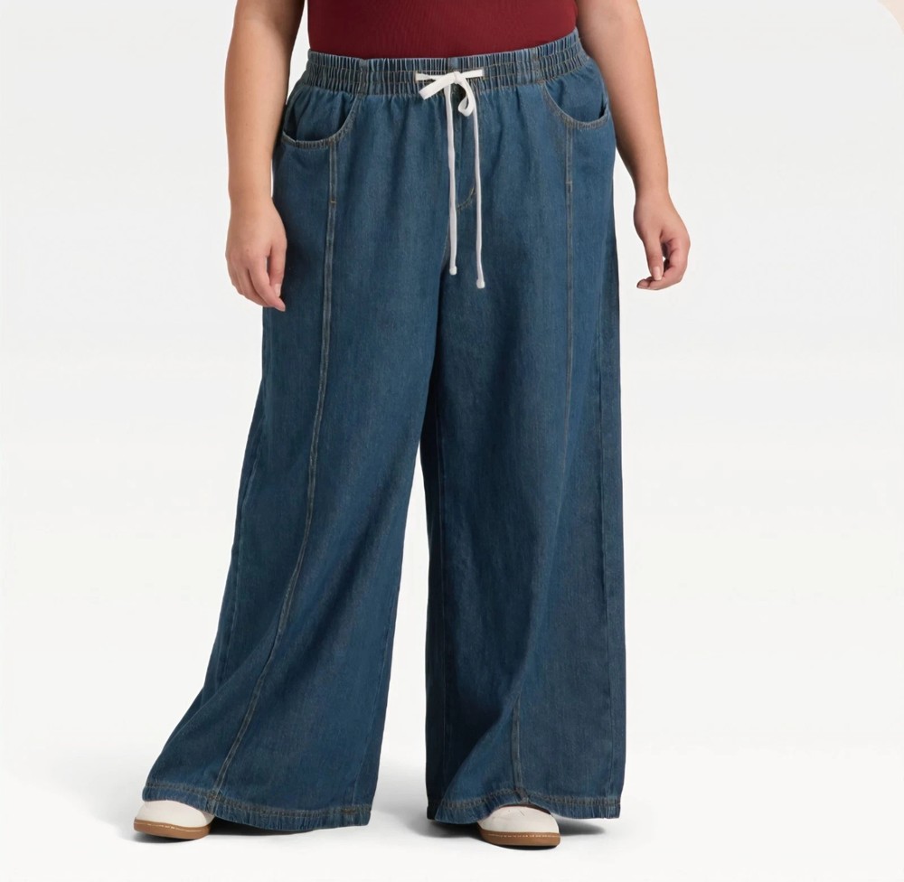 Universal Thread Womens High Rise Drawstring Wide Leg Beach Pants Relaxed