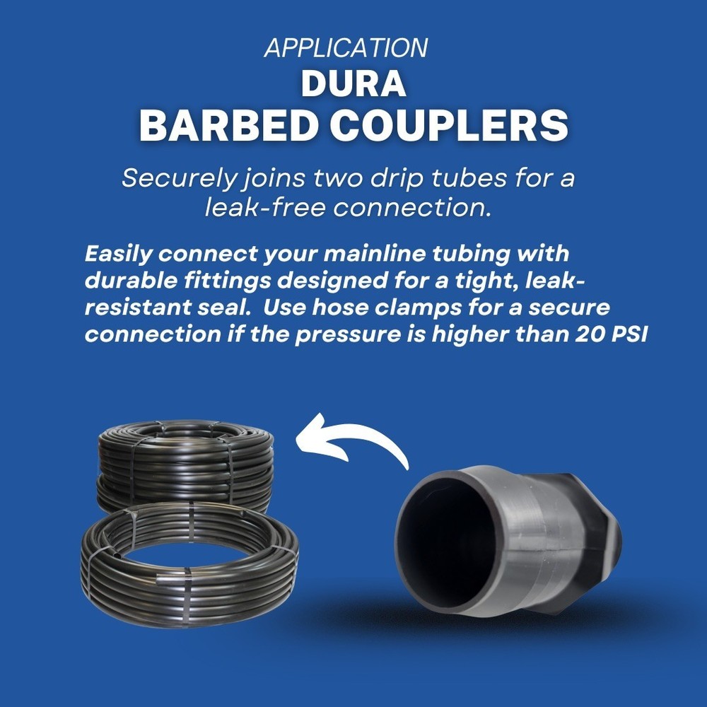 25 pack Dura Plastics Barbed Coupler – 2"