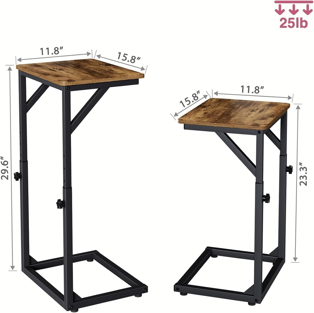 Adjustable C-Shaped End Table Small Side Table Couch Sofa TV Tray Table Living