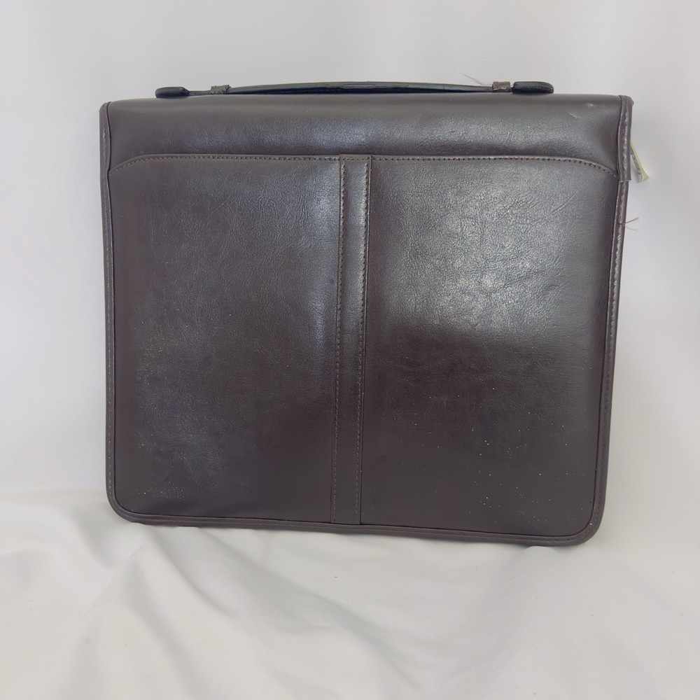 Leather Document Holder Paper Organizer Brief Case Portfolio Carry Handle- Nice!