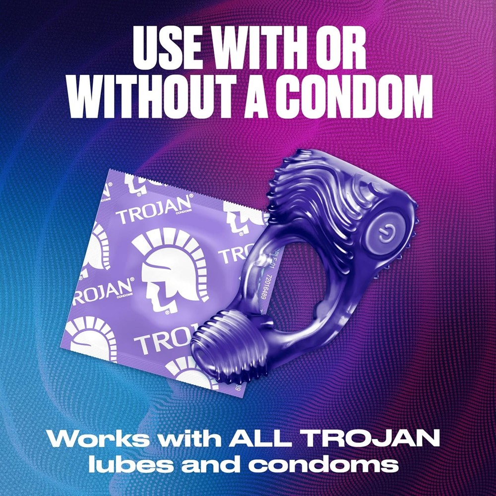 Tandem Couples Vibrating Ring, Personal Massager, 1 Count, Violet