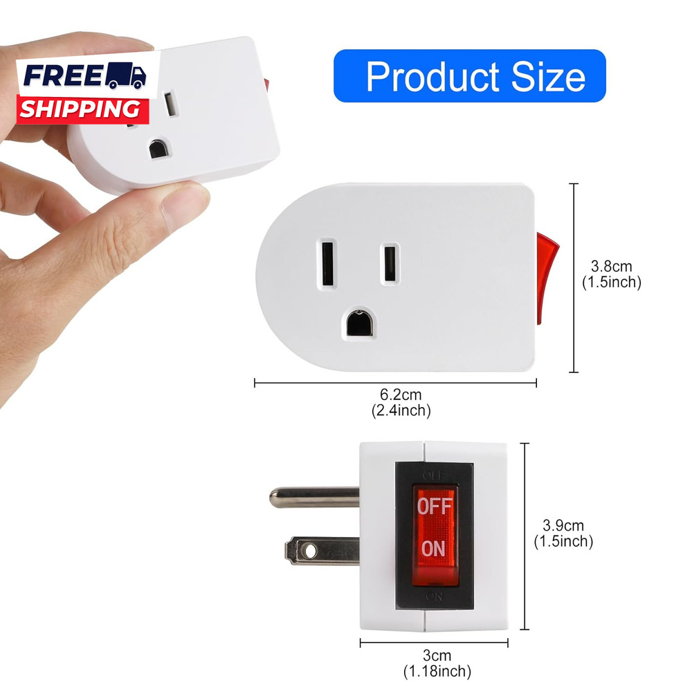 Grounded Outlet with on off Switch Single Power Adapter Outlet Switch