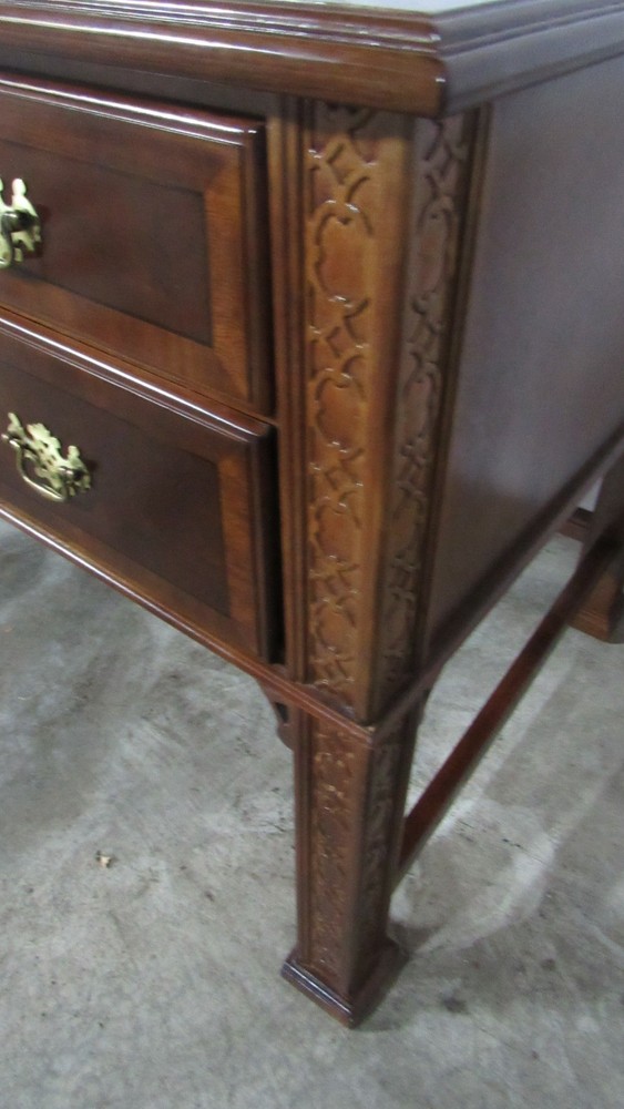 Mahogany Executive Desk Chippendale Banded Designer
