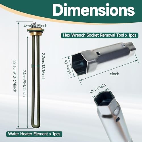 Replacement 520900 RV Water Heater Element for Suburban for 520900 with Socket