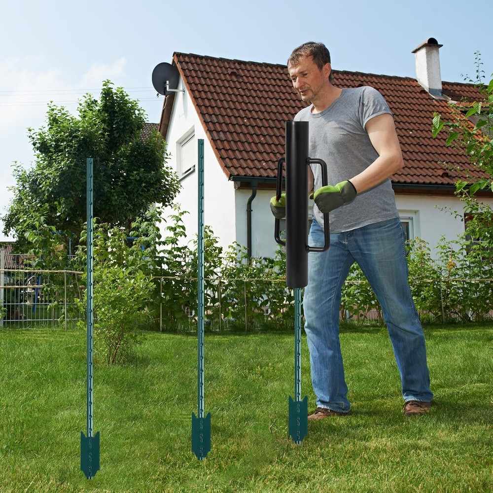 Fence Post Driver, 18LBS Heavy Duty Hand Post Pounder with Handle (18 LBS)