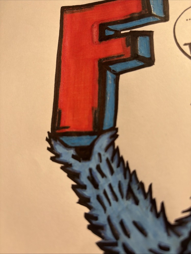 Hand Drawn Cookie Monster Alphabet Letter Cookie