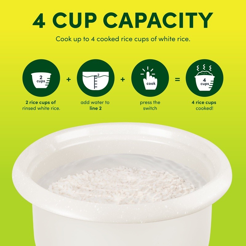 Small Rice Cooker 4-Cup W/ Steamer Nonstick Ceramic Automatic Warm Function New
