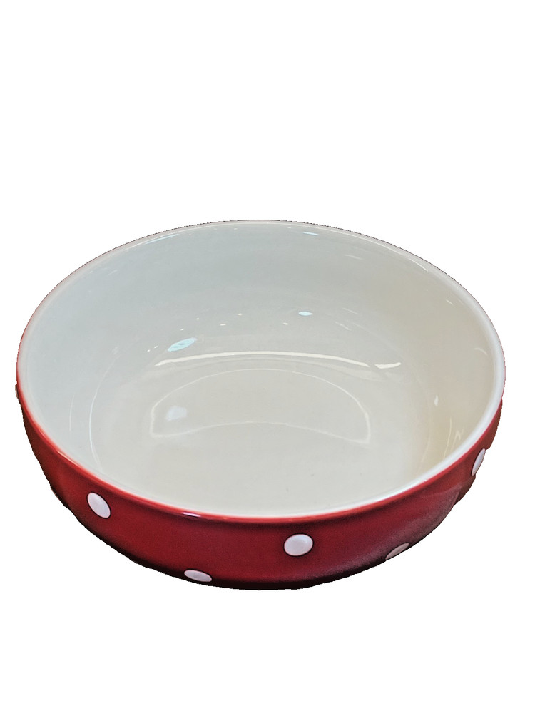 Spode Baking Days Red with White Dots Pasta Bowl 7" New
