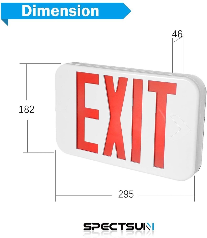 UL Listed 6 Packs Red Led Exit Sign & Exit Light with Battery Backup Combo.