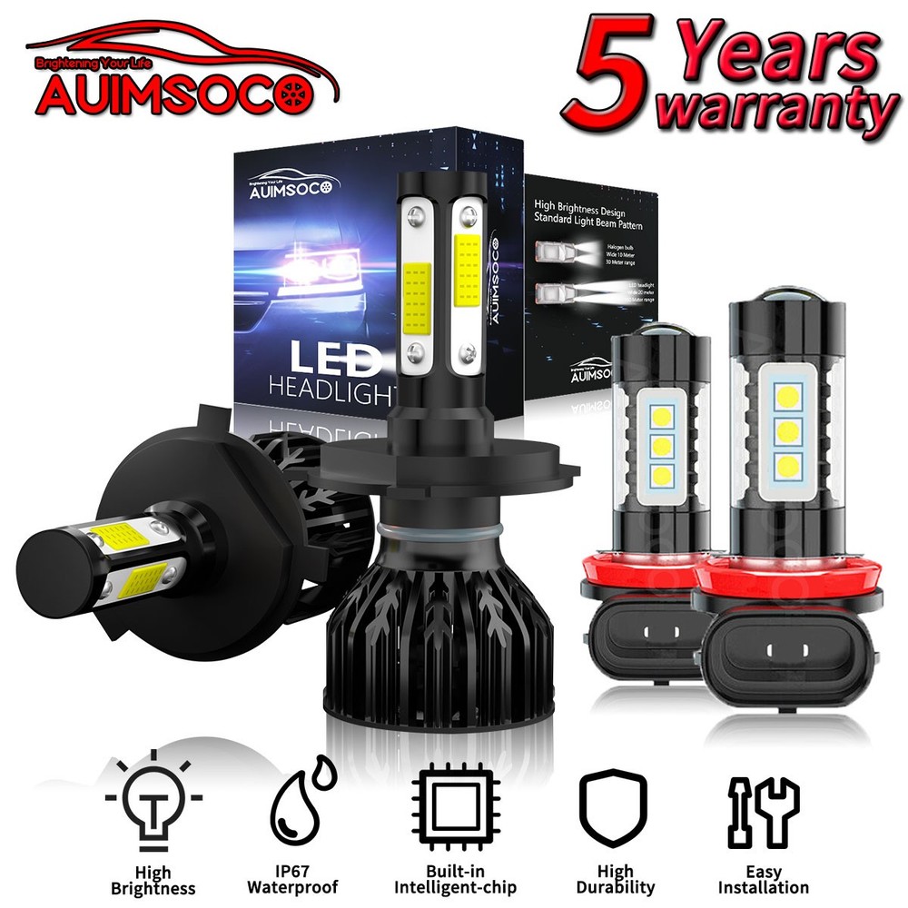 For Honda Fit 2007-2013 2015-2020 Super Bright LED Headlight Bulbs 4x 9003+H11