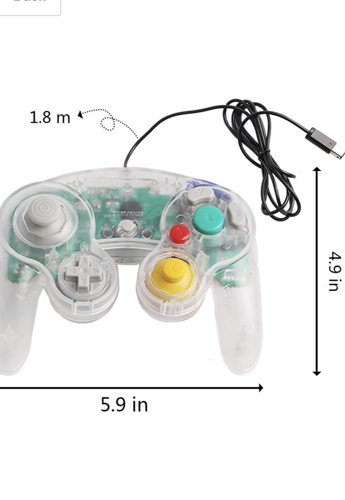 Clear Wired NGC Controller Gamepad For Nintendo GameCube GC & Wii U Console