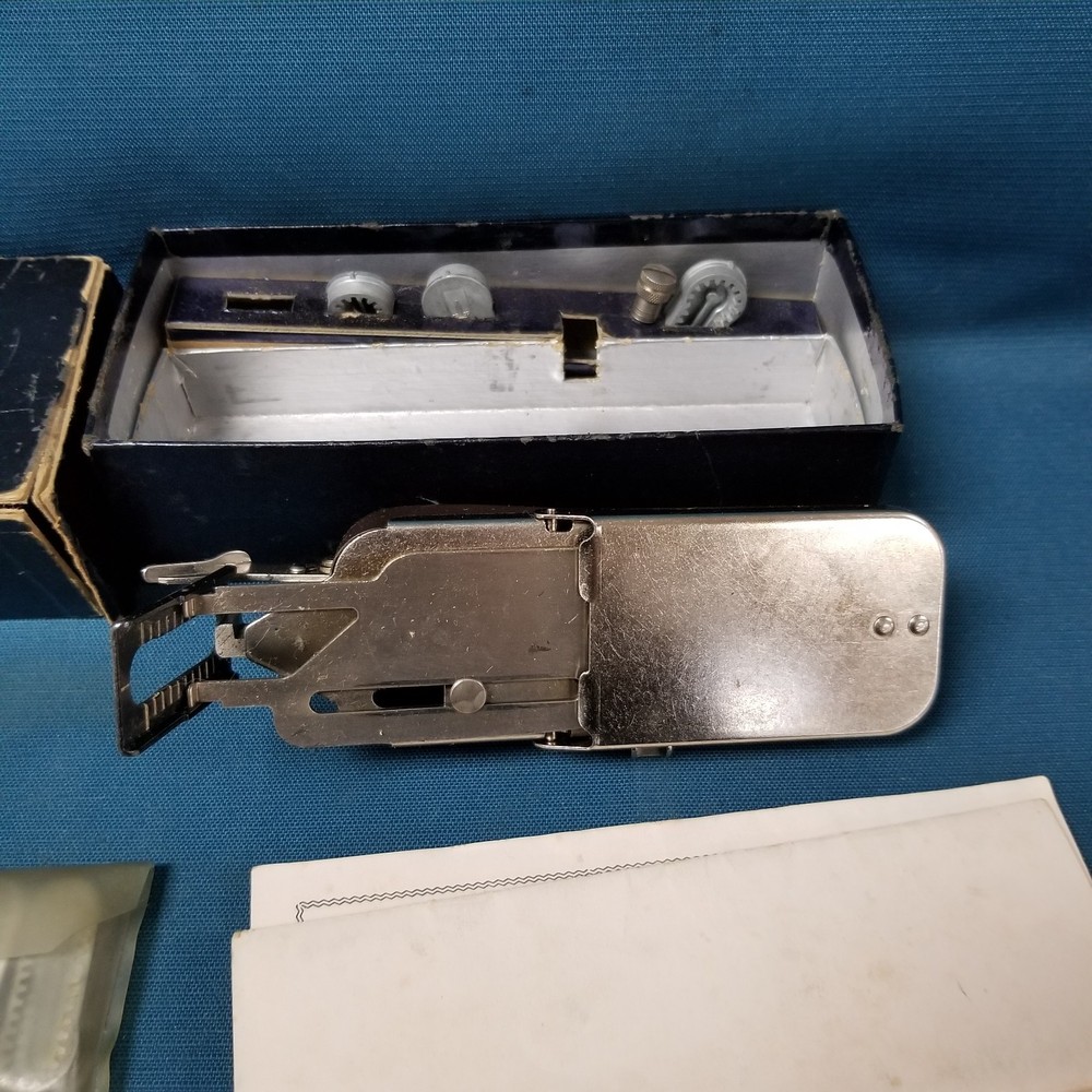 Vtg Necchi Buttonholer Set Templates Rotary Attachment Box & Manual