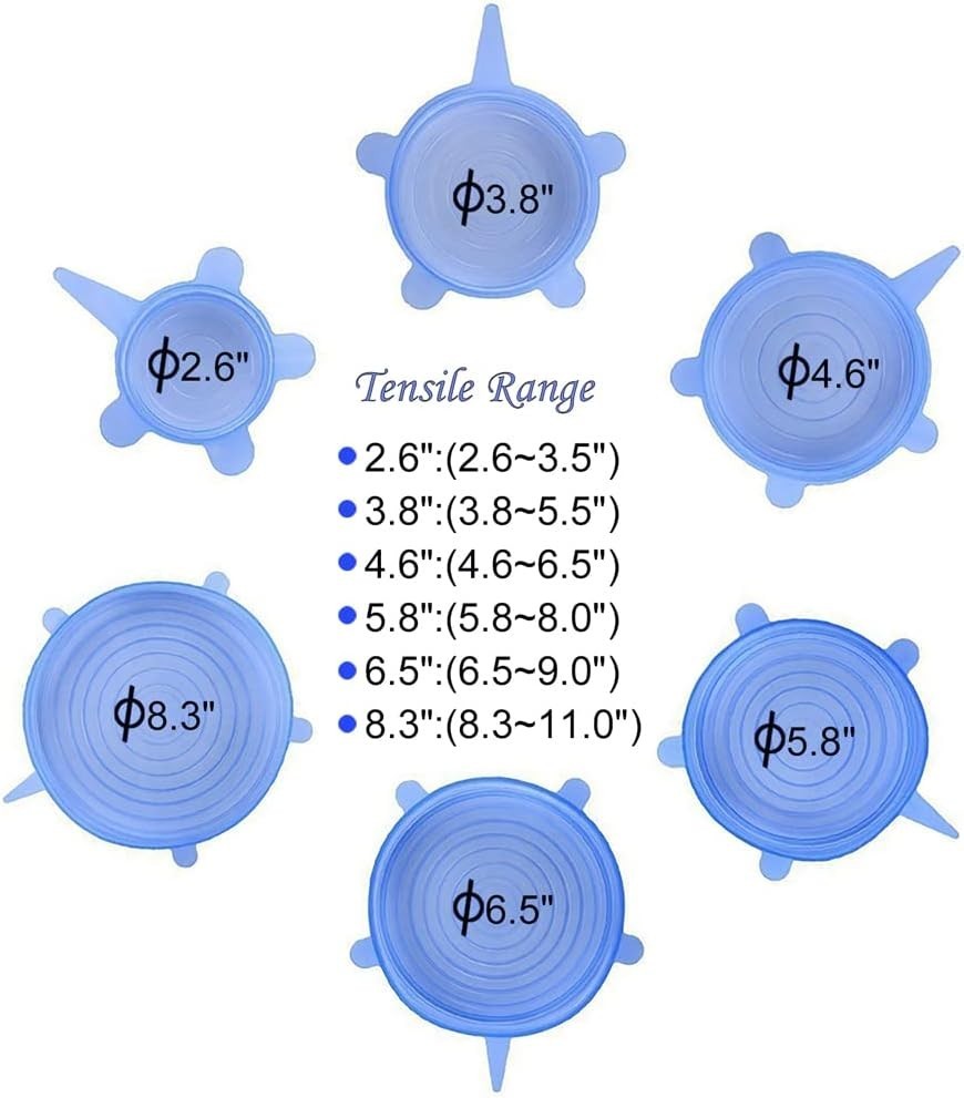 Versatile 12-Pack Silicone Stretch Lids - Heat Resistant Food Storage Covers