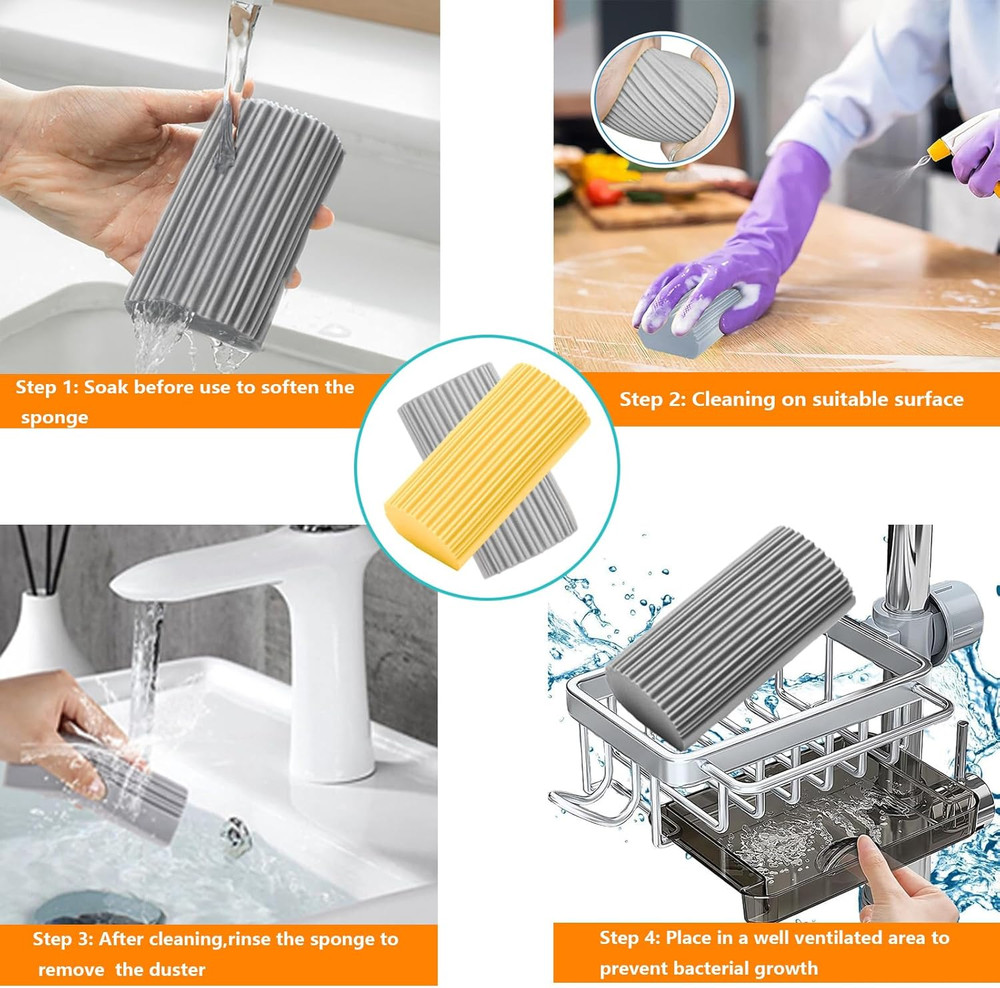 6 Pack Damp Clean Duster Sponge,Dusting Sponge Duster for Housekeeping,Reusable