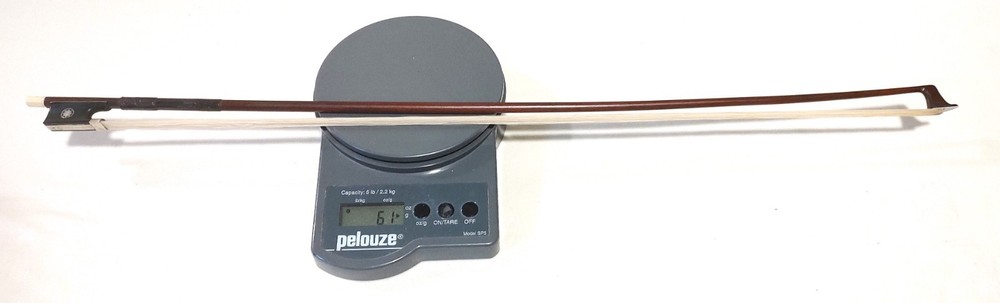 VTG Violin Bow with 8 Point Star & Abalone Circle, Engraved Silver & Ebony