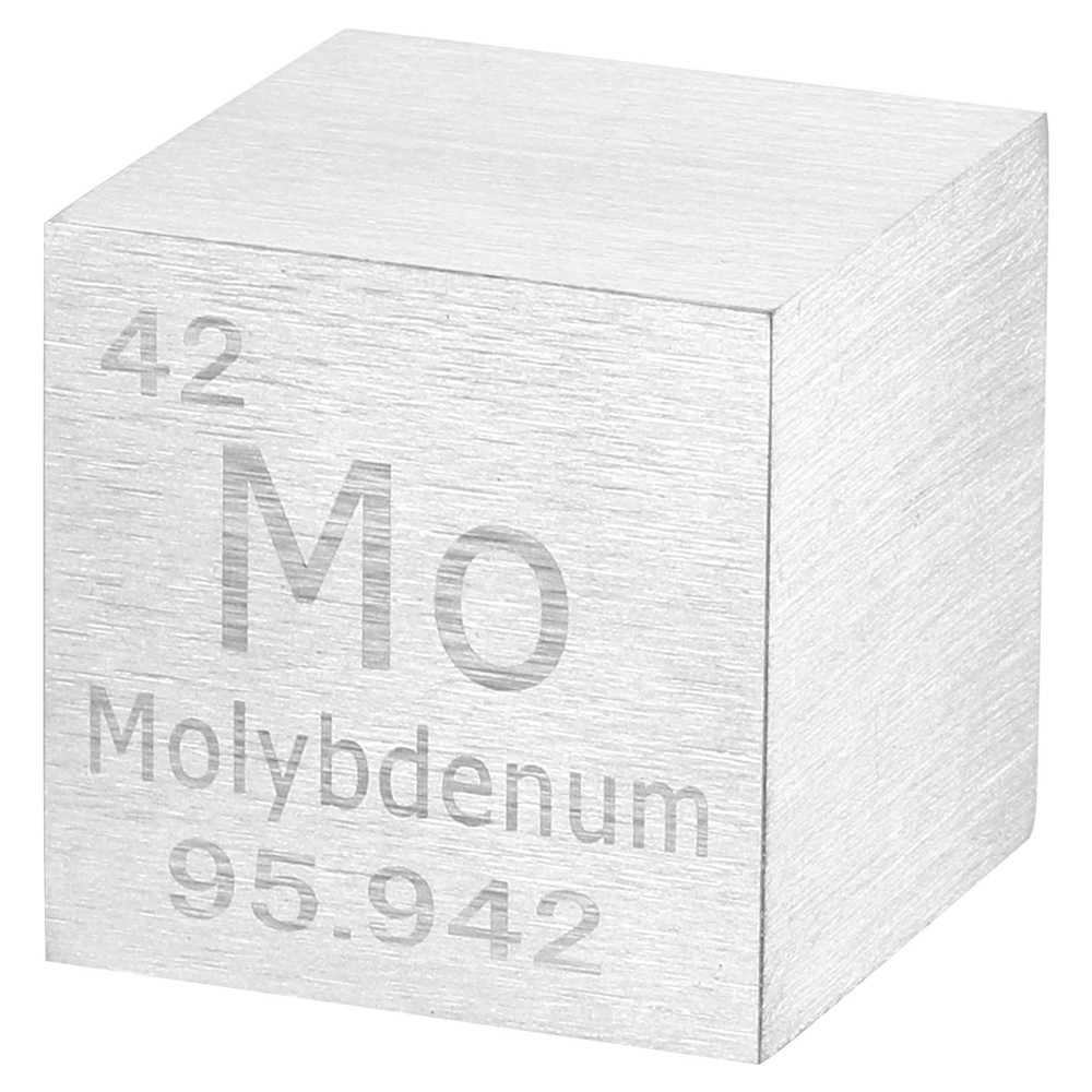 Molybdenum Cube, 1" High Density Metal Element Cube for Education, Silver