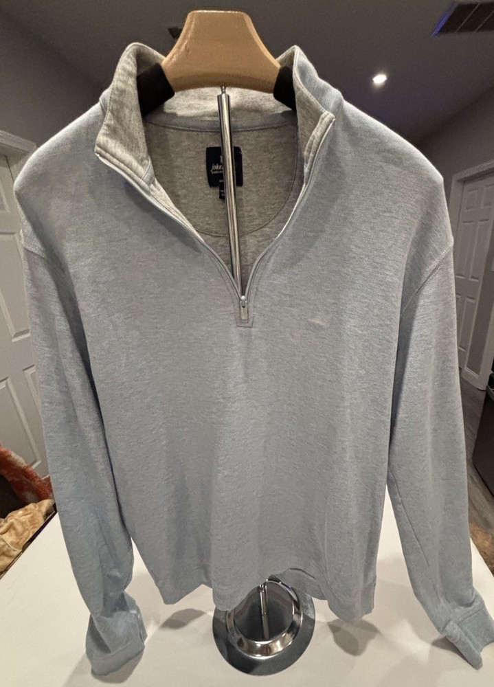 Johnnie O Sully 1/4 Zip Pullover Mens Size Small Light Blue Gray