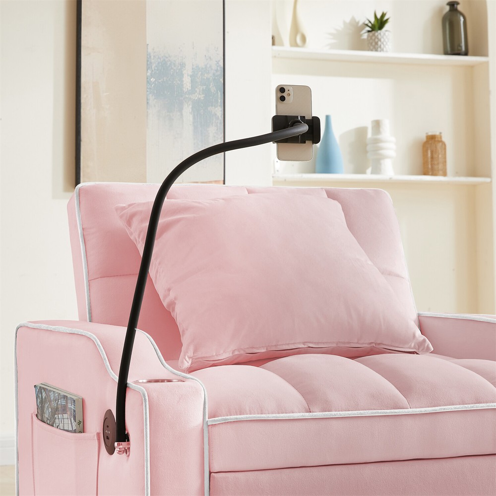 Convertible Sofa Bed Chairs 3-in-1 Multi-Function Folding Sleeper Sofa Pink US