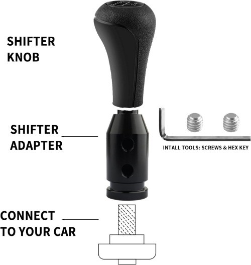 Shift Knob Adapter With 4-Sizes Plastic Hose - Universal Gear Connector for Most