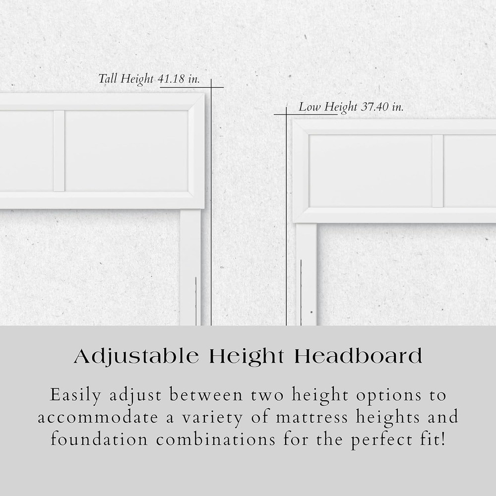 Sophia Modern Adjustable King Solid Wood Headboard in Elegant White