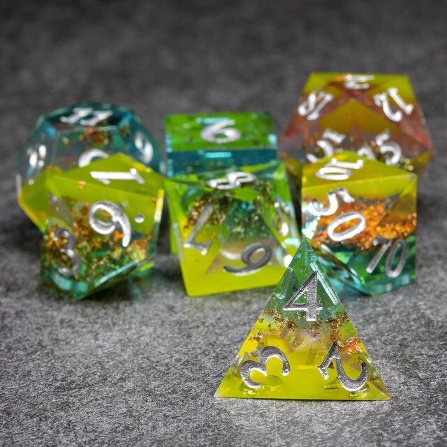 Sage's Enchanted Crystals Dreams - Sharp Edge Resin Polyhedral Dice Set