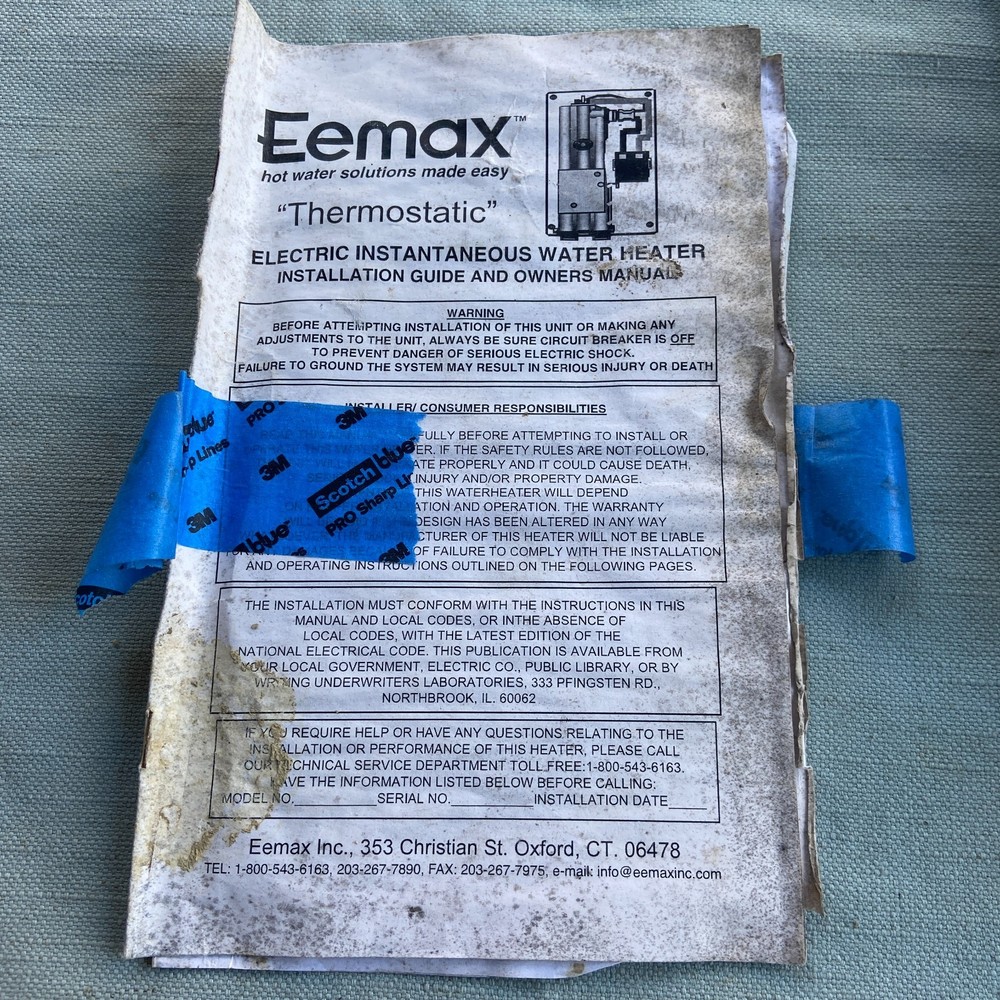 Eemax EX90T-ML Thermostatic Mini Hot Water Heater Tankless Made USA 240V Unused