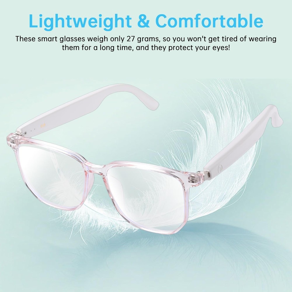 Multi-Functional AI Smart Glasses - Voice Assistant & Audio Playback, Pink
