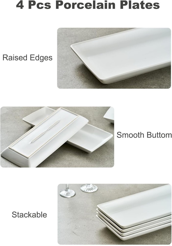 Versatile 14-Inch Rectangular Serving Trays - Perfect for Appetizers & Desserts