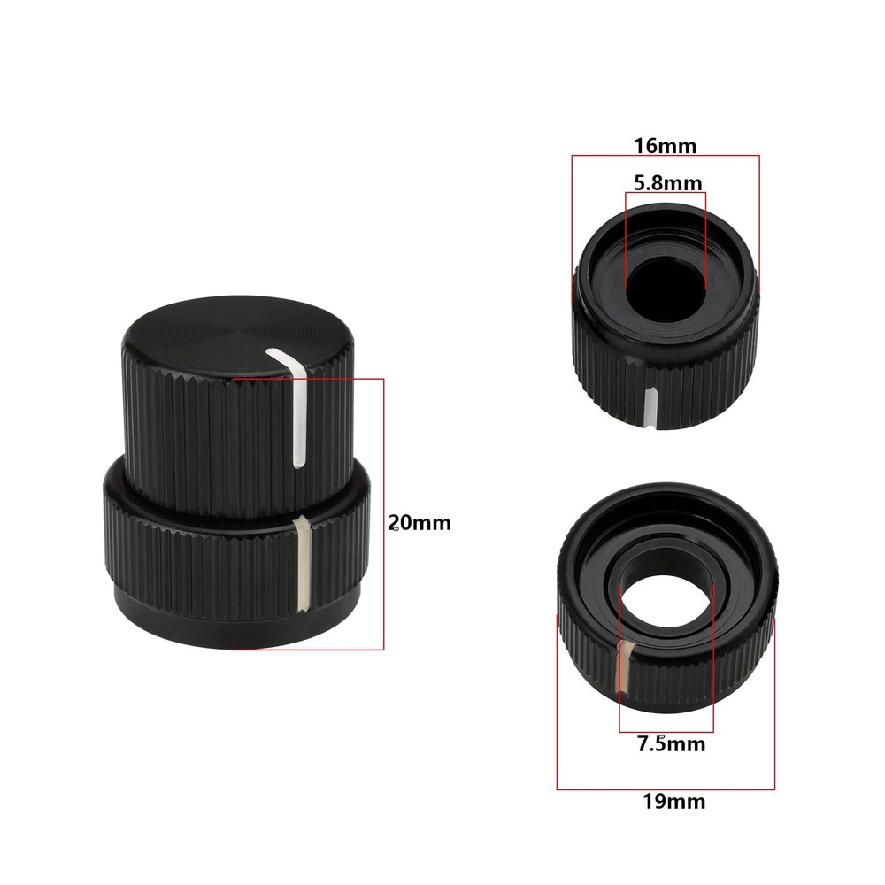 2pcs Guitar Aluminum Dual Concentric Control Knobs Dome Volume Tone Stacked K...