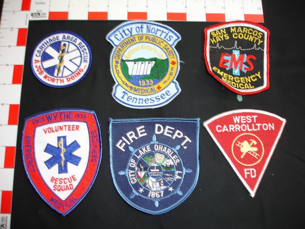 firefighting rescue fire department vintage patch set