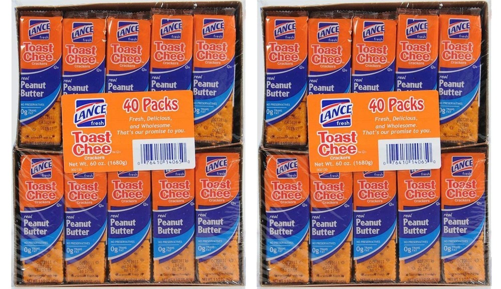 (2 Pack) Lance Toast Chee Peanut Butter Crackers (40 Count Each)