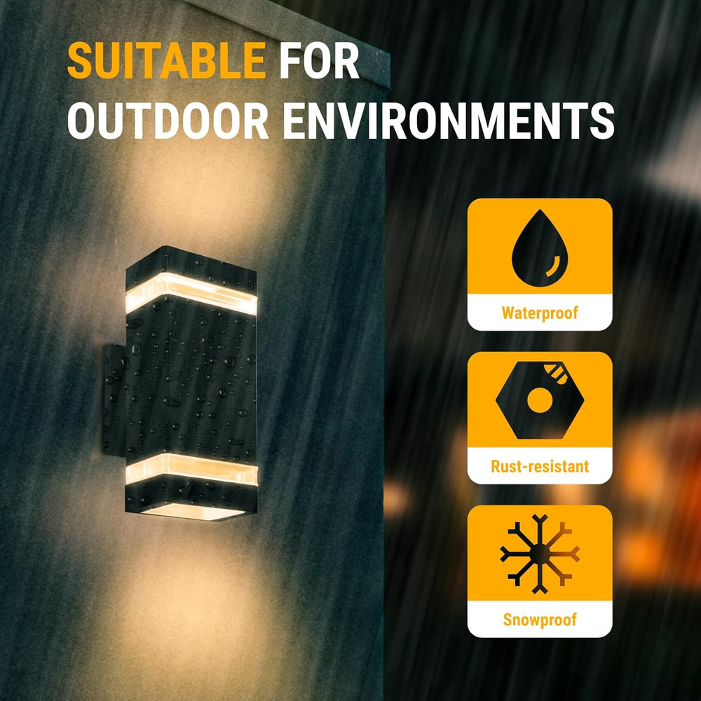 KOSTA Modern Outdoor Wall Light,3000K LED Square Wall Sconce,Waterproof Modern E