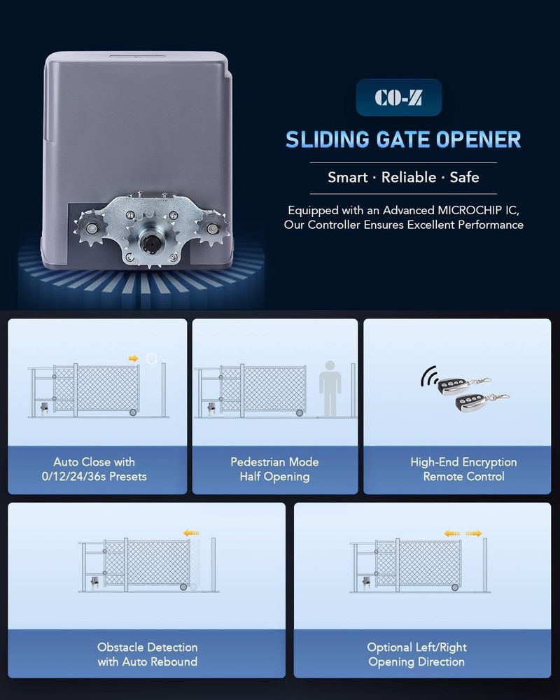 CO-Z Automatic Sliding Gate Opener Kit