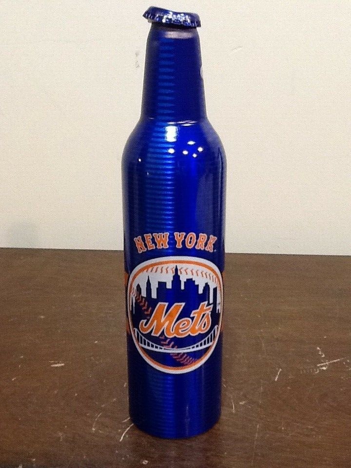 NEW YORK METS MLB BUD LIGHT EMPTY ALUMINUM BEER BOTTLE