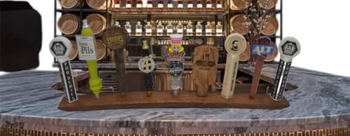 Oak Whiskey Barrel Stave 9 Beer Tap Handle Display - -