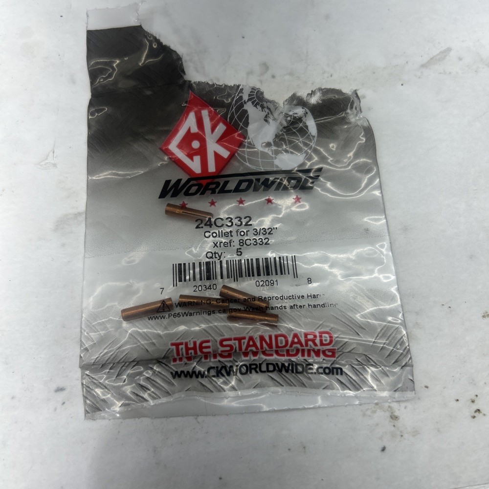 Weldtec 24C332 Collet, 3/32" (2, 4) , 5 Pcs . X Ref. 8c332.