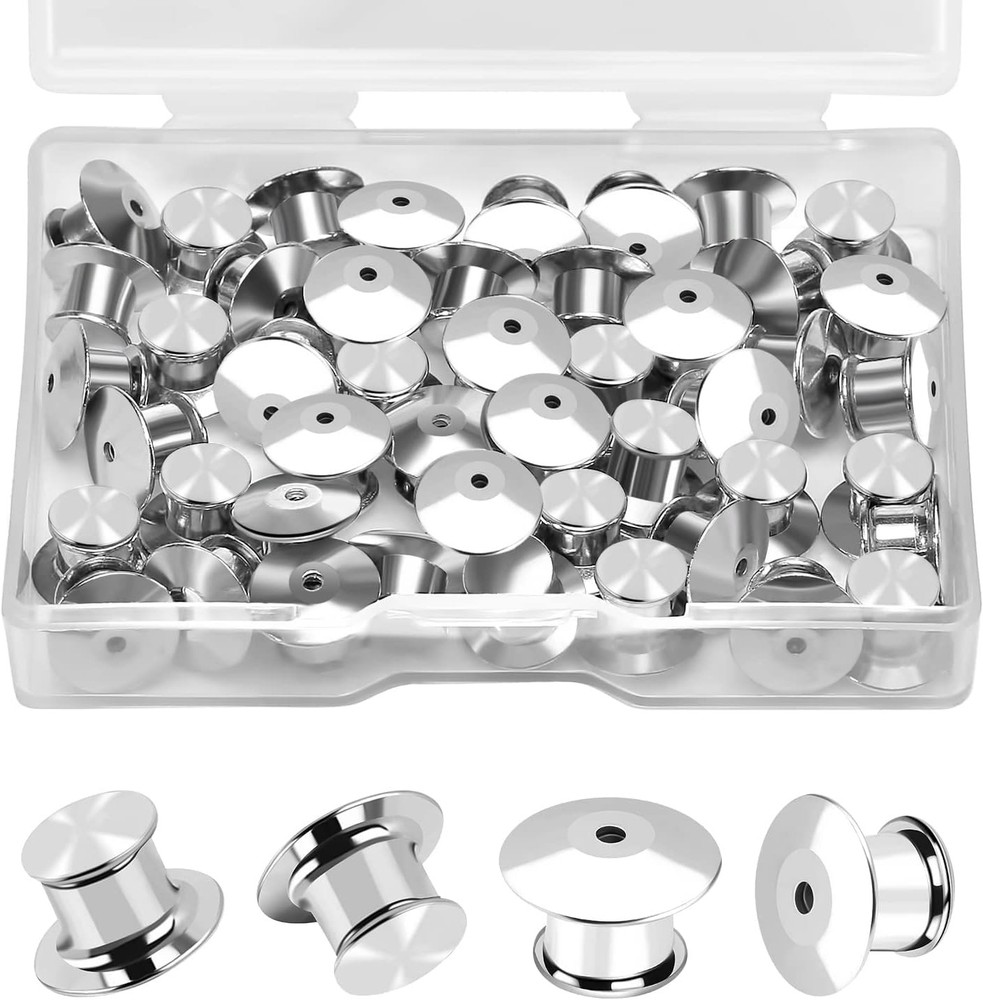 30PCS Metal Locking Pin Backs Secure Pin Keepers Clasp Lock Replacement Set
