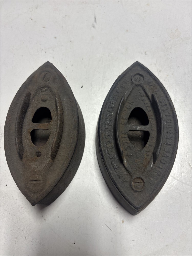 2 Antique Cast Iron Sad Irons Enterprise #58 & Unknown