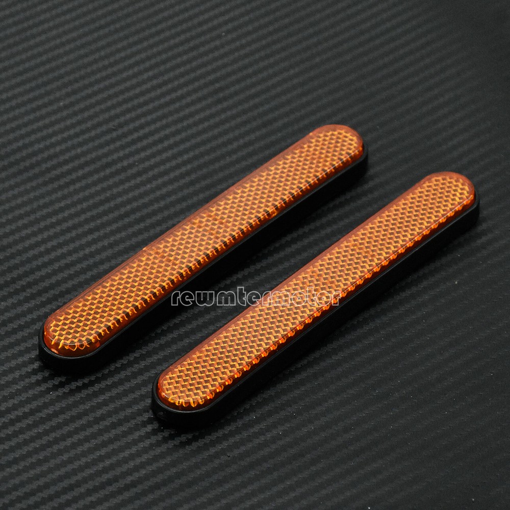 Front Rear Amber Reflector Sticker Saddlebag Latch Fork Fit Harley Low Riders