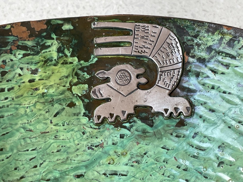 8.5" Peruvian Copper & Sterling Silver Embossed Handmade Bowl