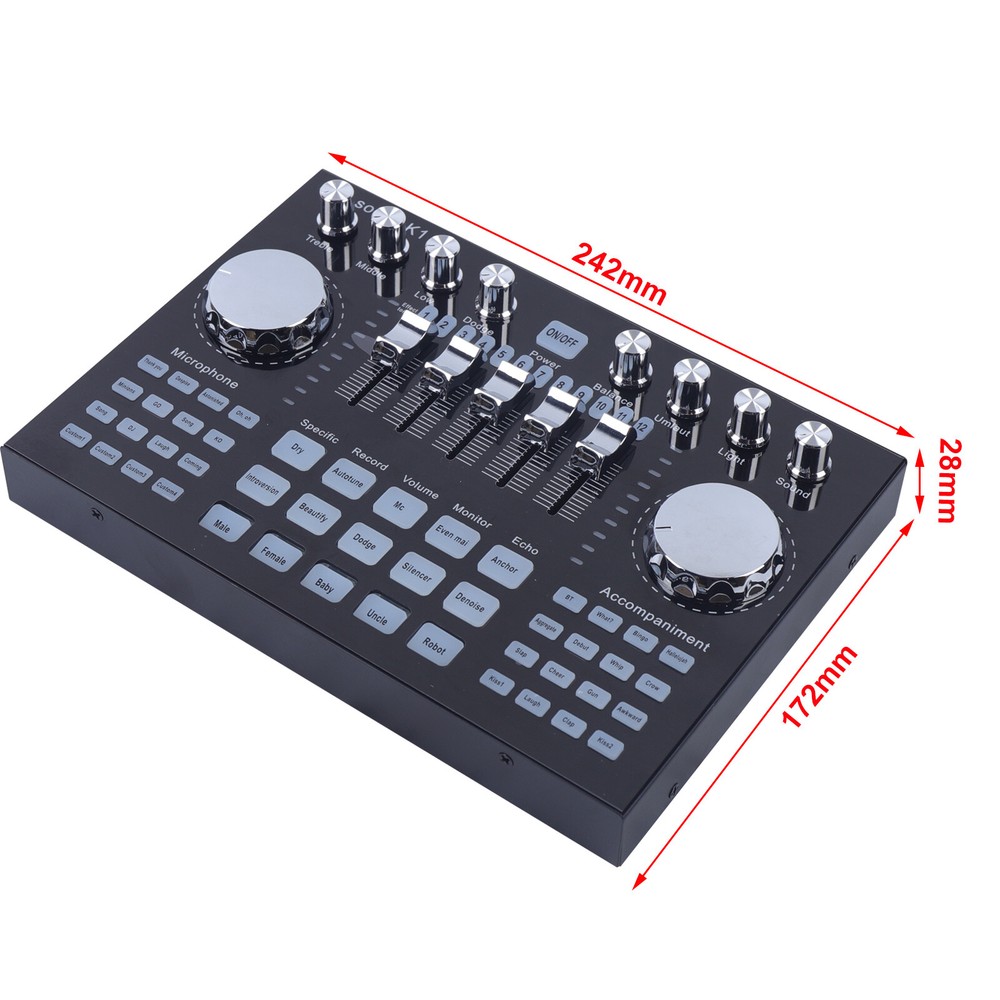 Audio Mixer Sound Board Console with 27 Sound Effects, USB Bluetooth Input