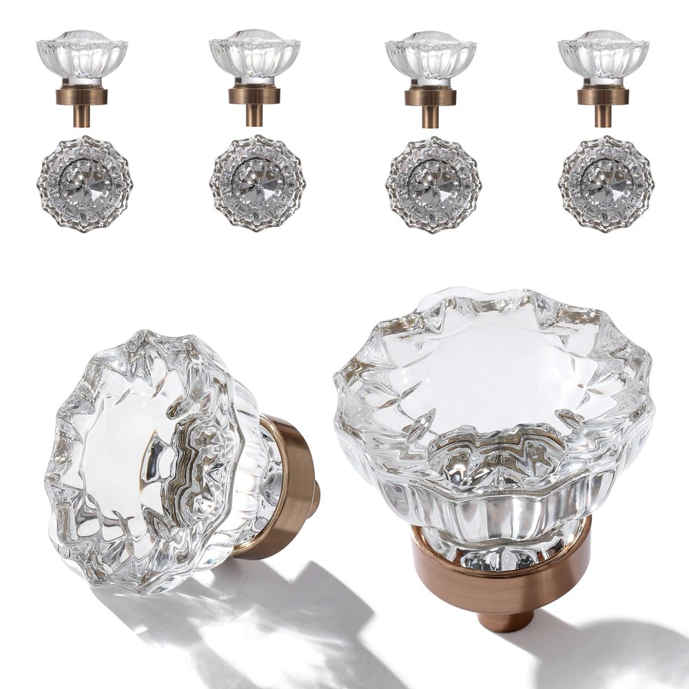 CEYMIO 8 Pack Crystal Drawer Knobs Cabinet Knob Antique Drawer Pulls, Kitchen...