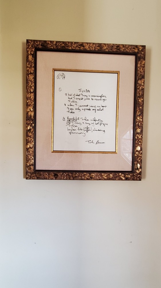 John Lennon Lithograph SIGNED Lyrics JULIA Authentic Numbered 946/1000 framed