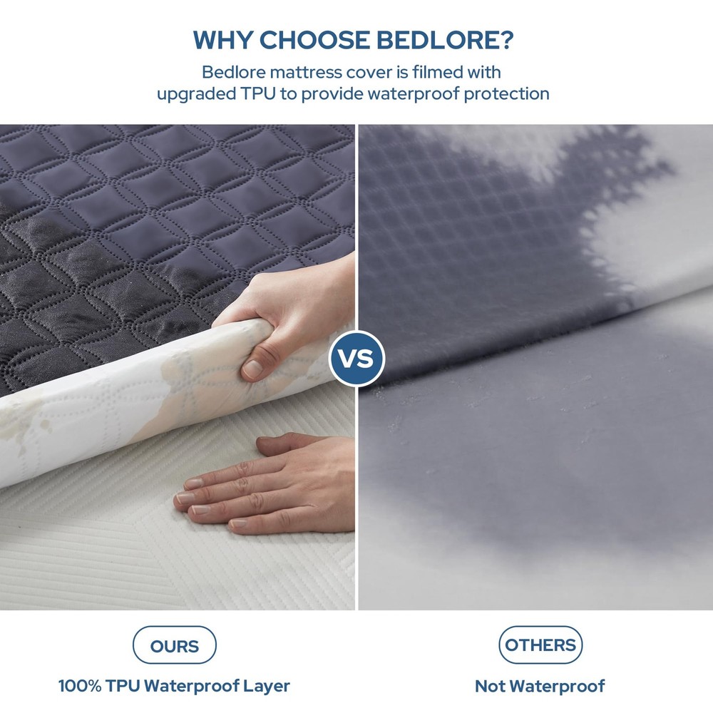 2 Pack Waterproof Mattress Protector, Queen Size Pad Noiseless with Deep Pock...