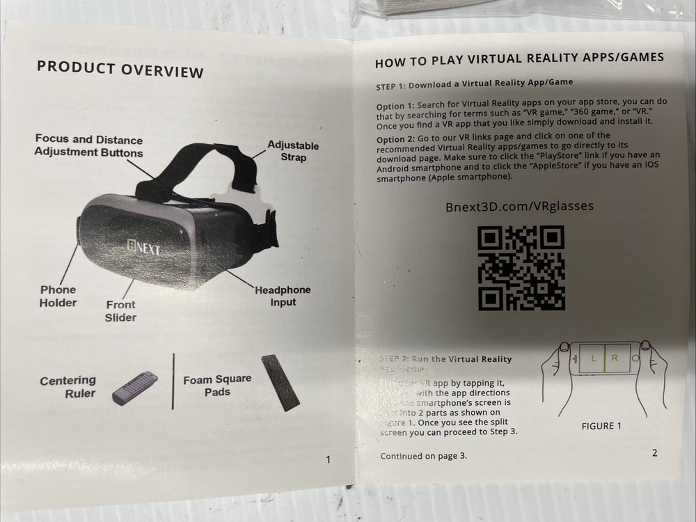 BNEXT VR Headset Compatible w/ iPhone & Android Phone Virtual Reality *NOB