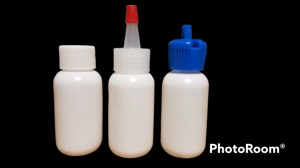 1 oz (30 ml) WHITE LDPE Soft Squeezable  Plastic Bottles w/CAPS (100 count)