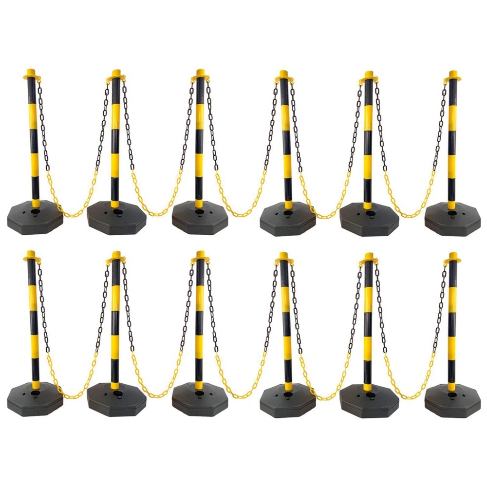 Multipurpose Crowd Control Traffic Cones - 12 Pack with Fillable Base, 5Ft