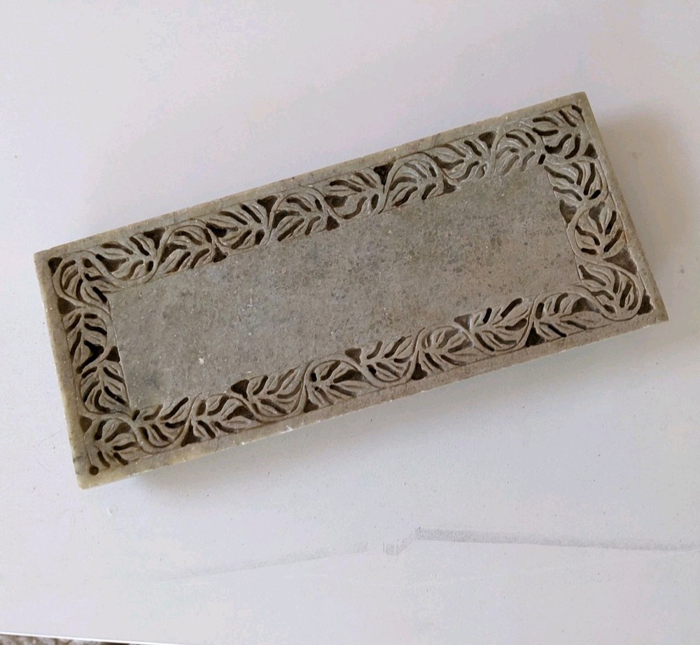 Natural stone carved Bath vanity Tray rectangular heavy piece 5" x 12"