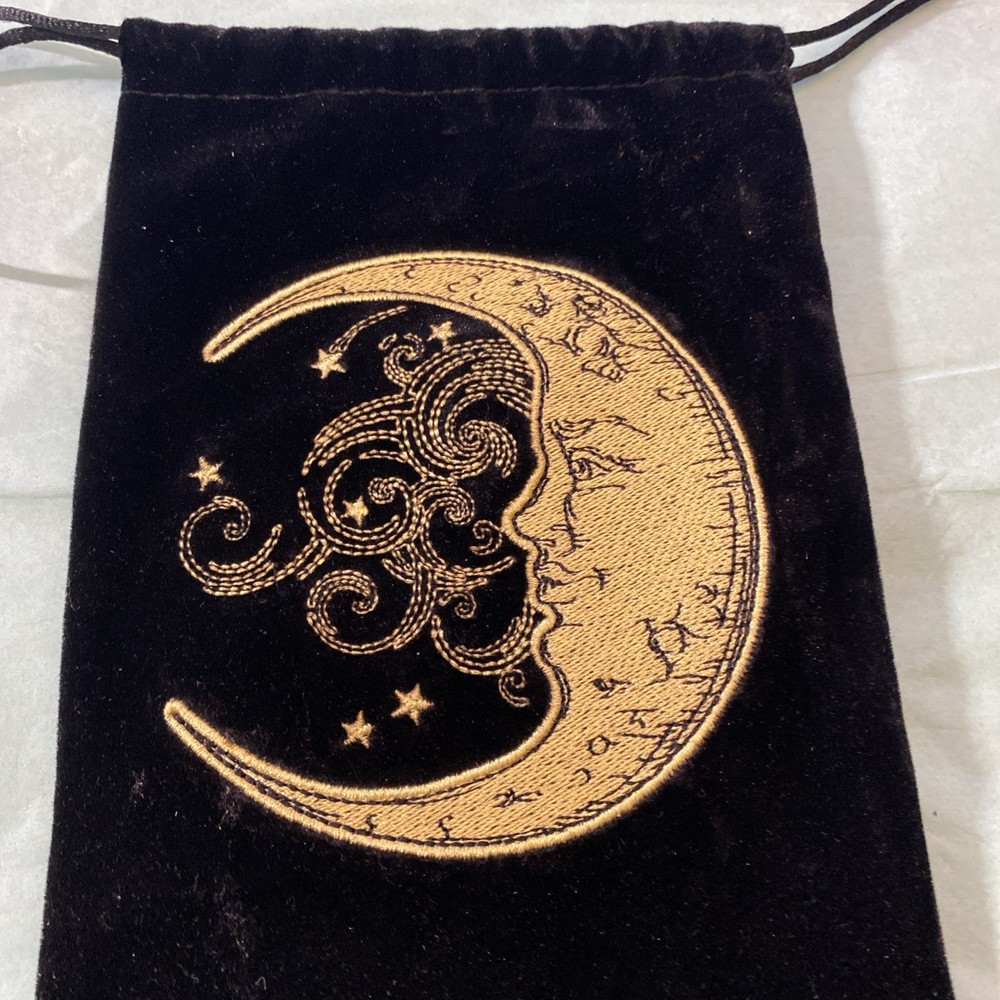 Black Velvet Mini Drawstring Pouch For Tarot Dice & Crystals