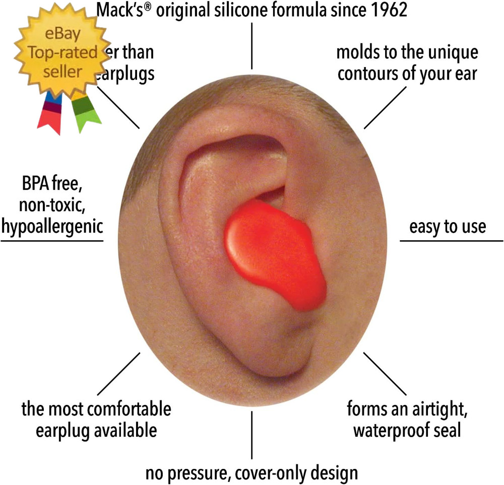 Soft Moldable Silicone Putty Ear Plugs - Kids Size, 6 Pair - Comfortable Small E